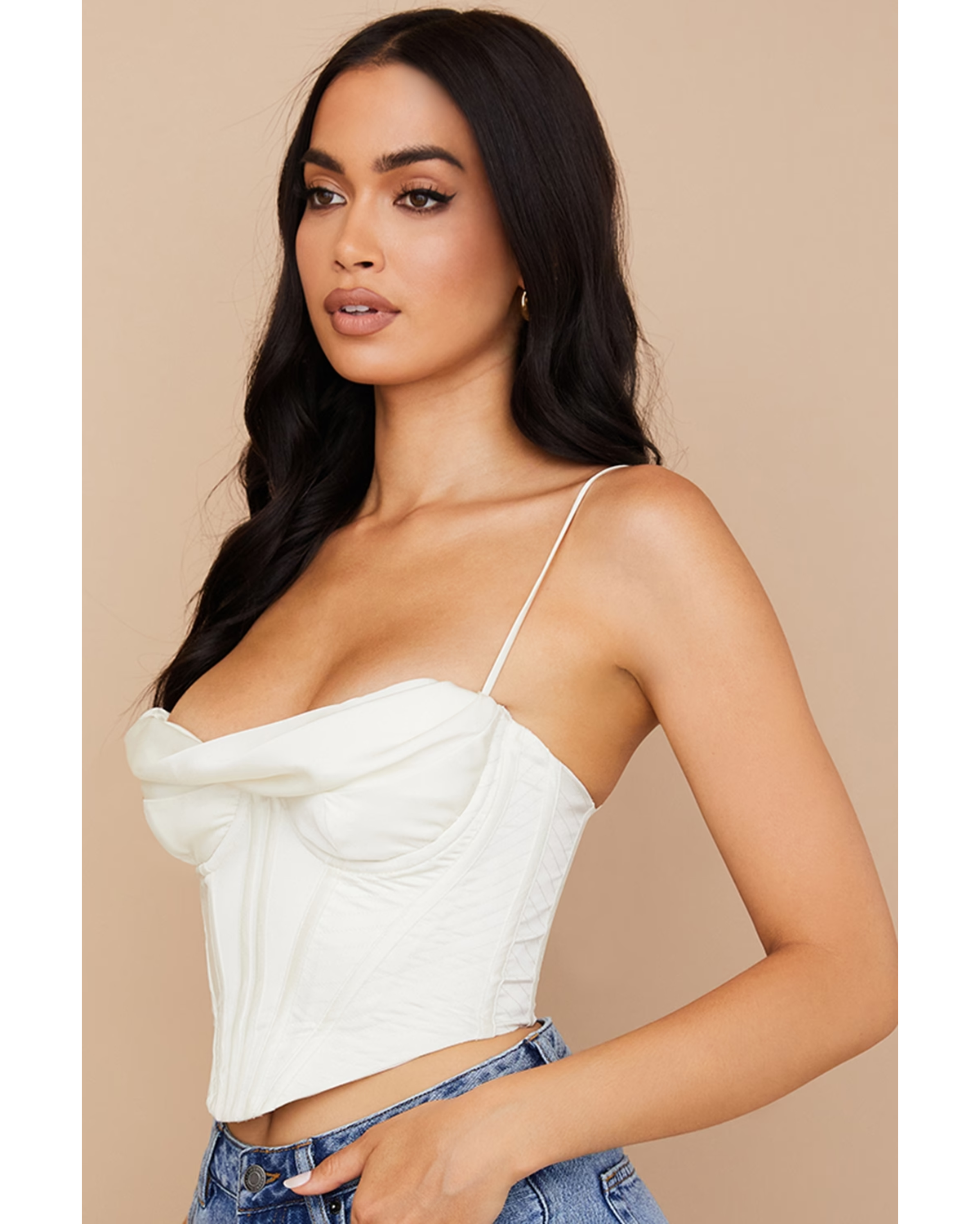 Bea Ivory Satin Draped Corset - Endless - UAE Rental and Resale for Women's Fashion