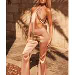 Believe In Me Crossover Tassel Halter Jumpsuit - Endless - UAE Rental and Resale for Women's Fashion