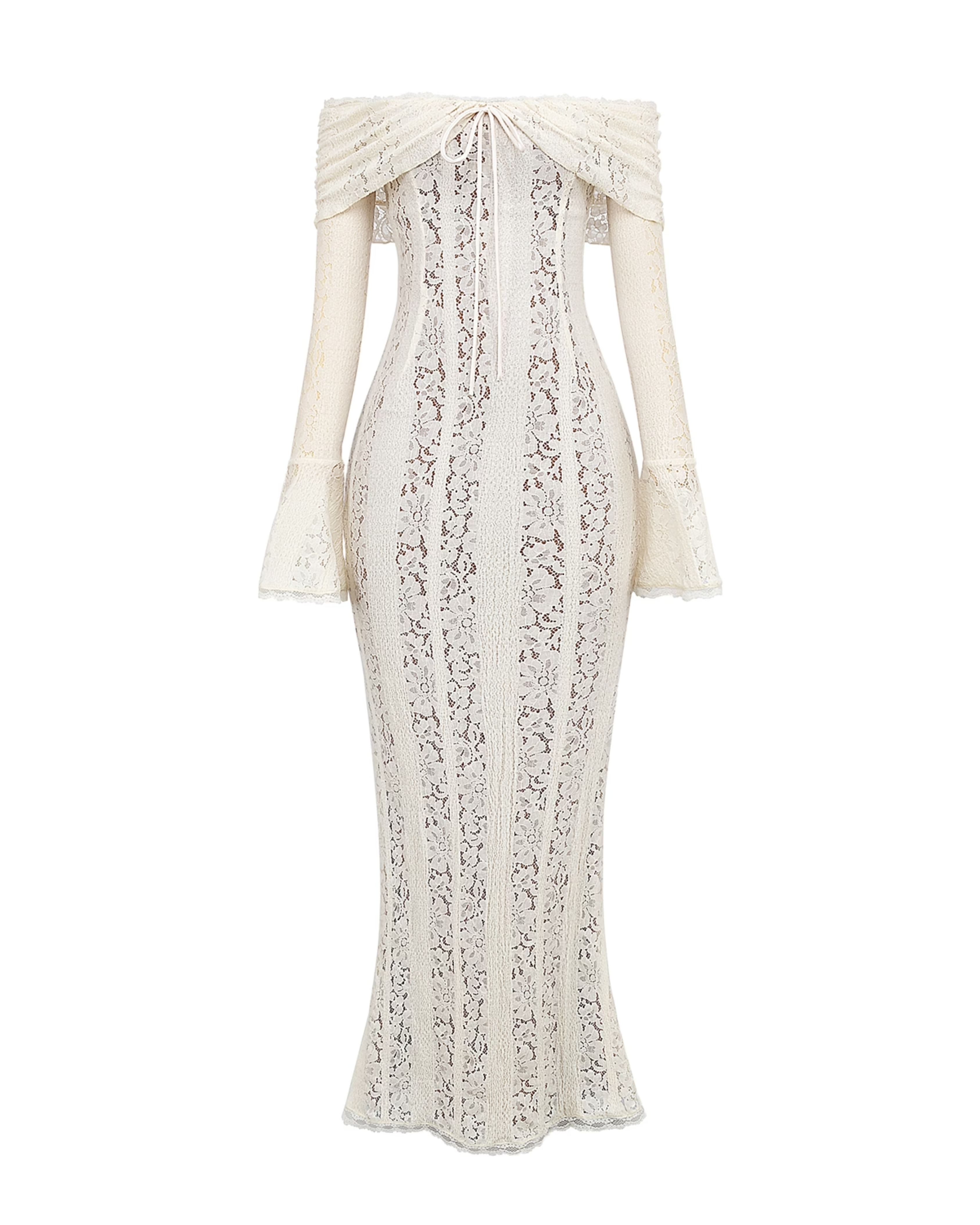 Belle Vintage Floral Lace Off Shoulder Maxi Dress - Endless - UAE Rental and Resale for Women's Fashion