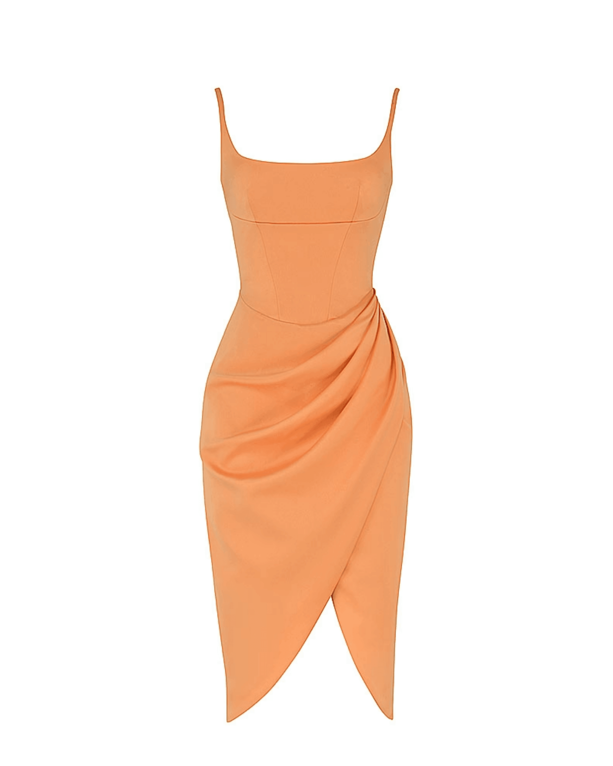 Bianca Tangerine Satin Pleated Corset Midi Dress - Endless - UAE Rental and Resale for Women's Fashion