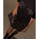 Black Beaded Mirror Skirt - Endless - UAE Rental and Resale for Women's Fashion