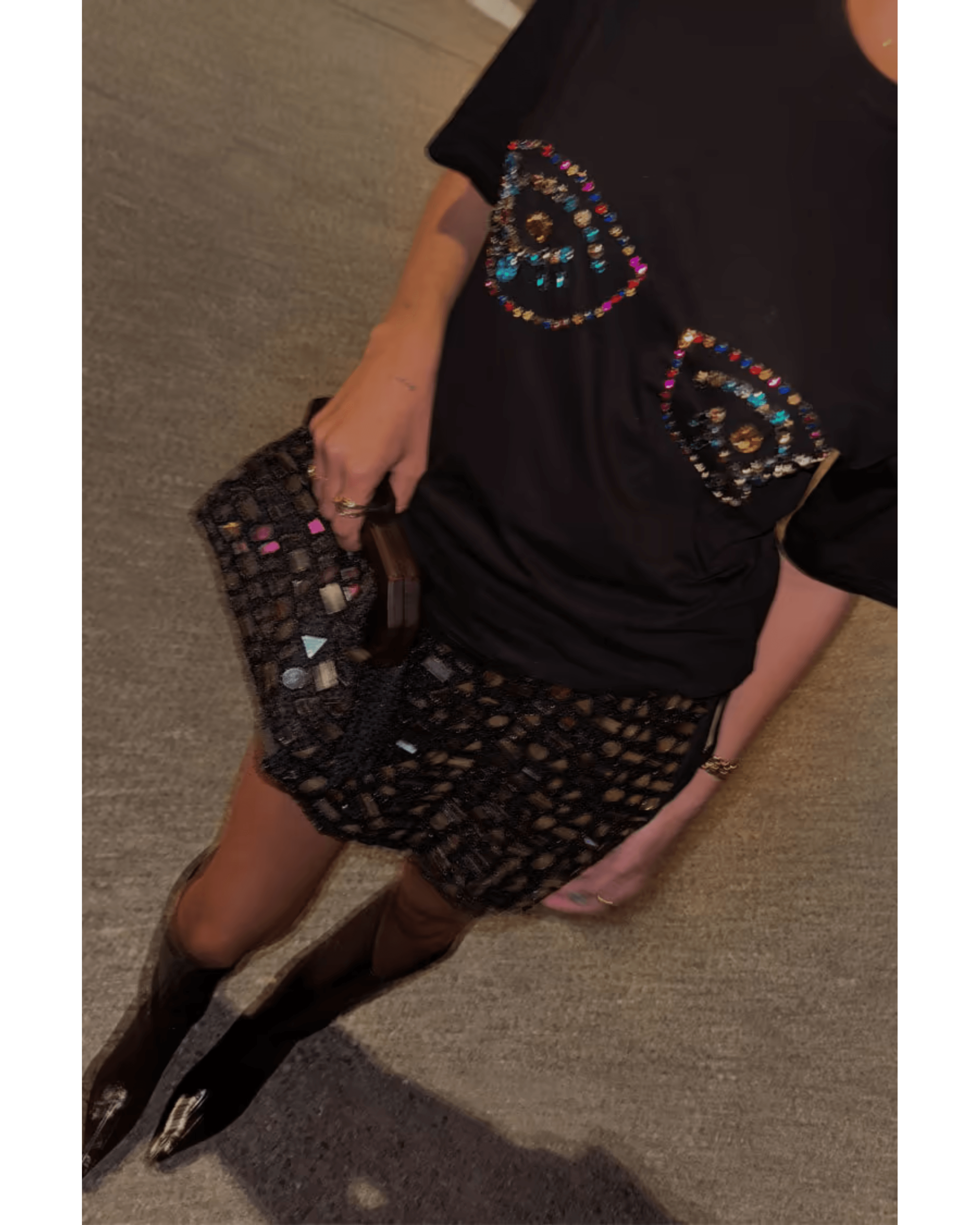 Black Beaded Mirror Skirt - Endless - UAE Rental and Resale for Women's Fashion