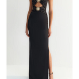 Black Body-Fitting Sun Accessory Detailed Shiny Jewelled Strapless Gown - Endless - UAE Rental and Resale for Women's Fashion