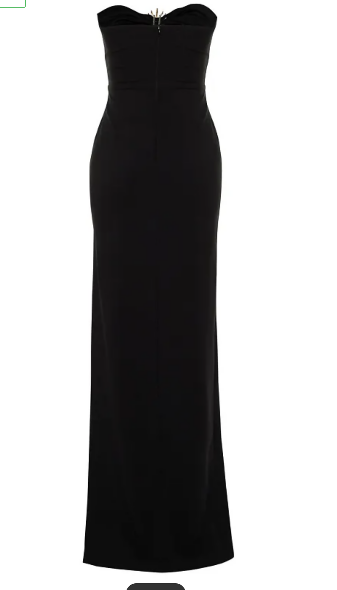 Black Body-Fitting Sun Accessory Detailed Shiny Jewelled Strapless Gown - Endless - UAE Rental and Resale for Women's Fashion