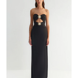 Black Body-Fitting Sun Accessory Detailed Shiny Jewelled Strapless Gown - Endless - UAE Rental and Resale for Women's Fashion