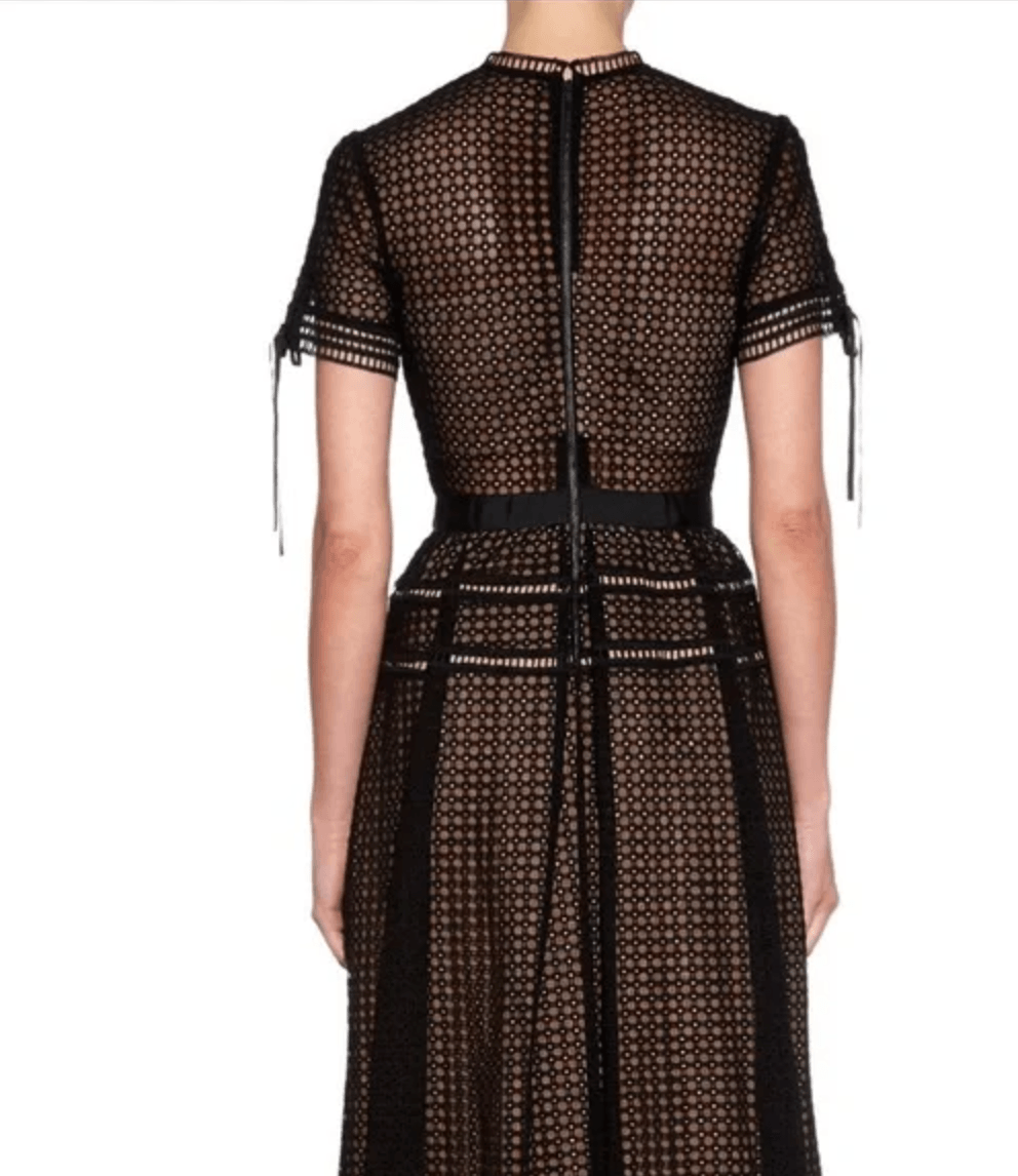 Black Eyelet Lace Pleated Aurelia Dress - Endless - UAE Rental and Resale for Women's Fashion