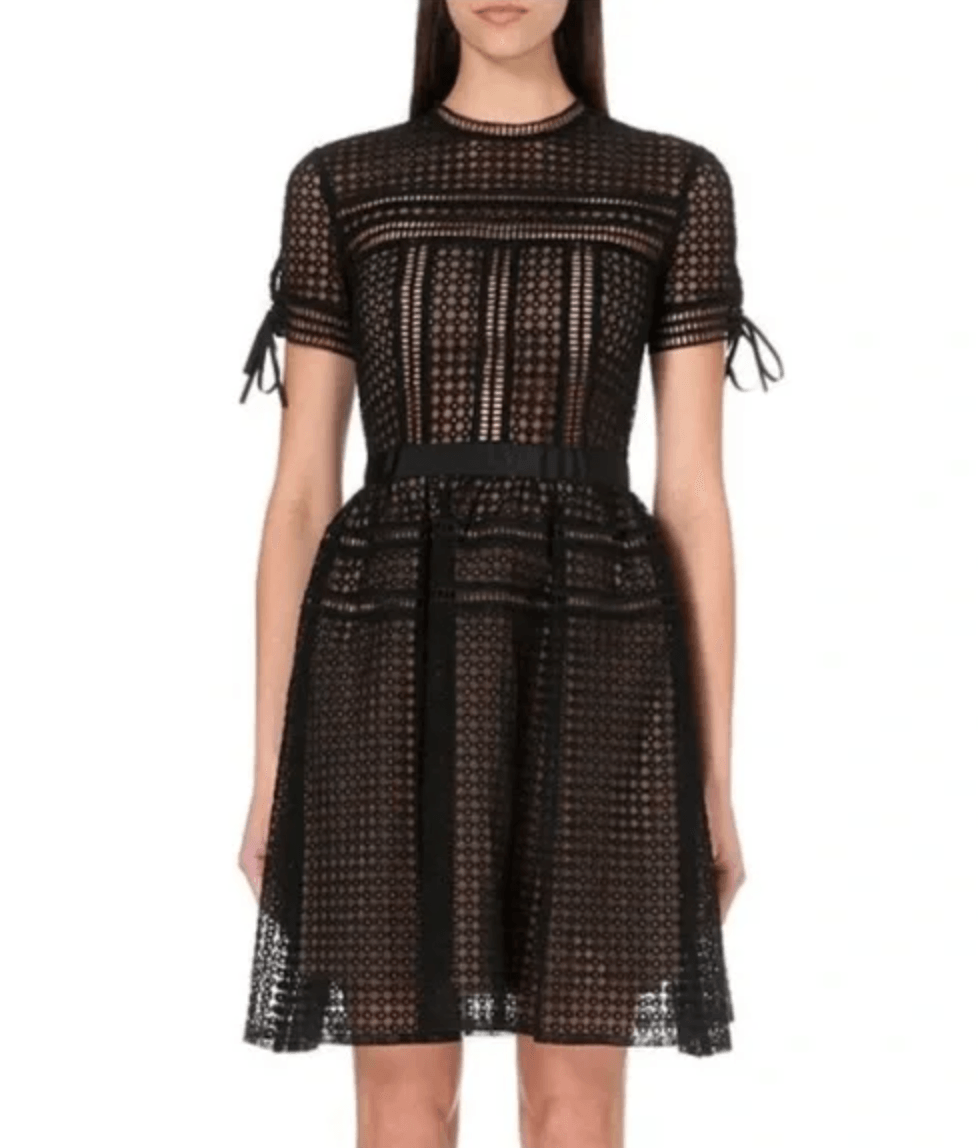 Black Eyelet Lace Pleated Aurelia Dress - Endless - UAE Rental and Resale for Women's Fashion