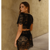 Black Floral Mini Skirt - Endless - UAE Rental and Resale for Women's Fashion