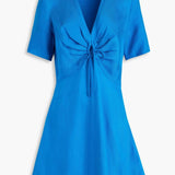 Bow-Detailed Ruched Twill Mini Dress - Endless - UAE Rental and Resale for Women's Fashion
