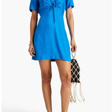Bow-Detailed Ruched Twill Mini Dress - Endless - UAE Rental and Resale for Women's Fashion