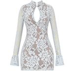 Brianna Keyhole Lace Mini Dress - Endless - UAE Rental and Resale for Women's Fashion