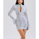 Brianna Keyhole Lace Mini Dress - Endless - UAE Rental and Resale for Women's Fashion