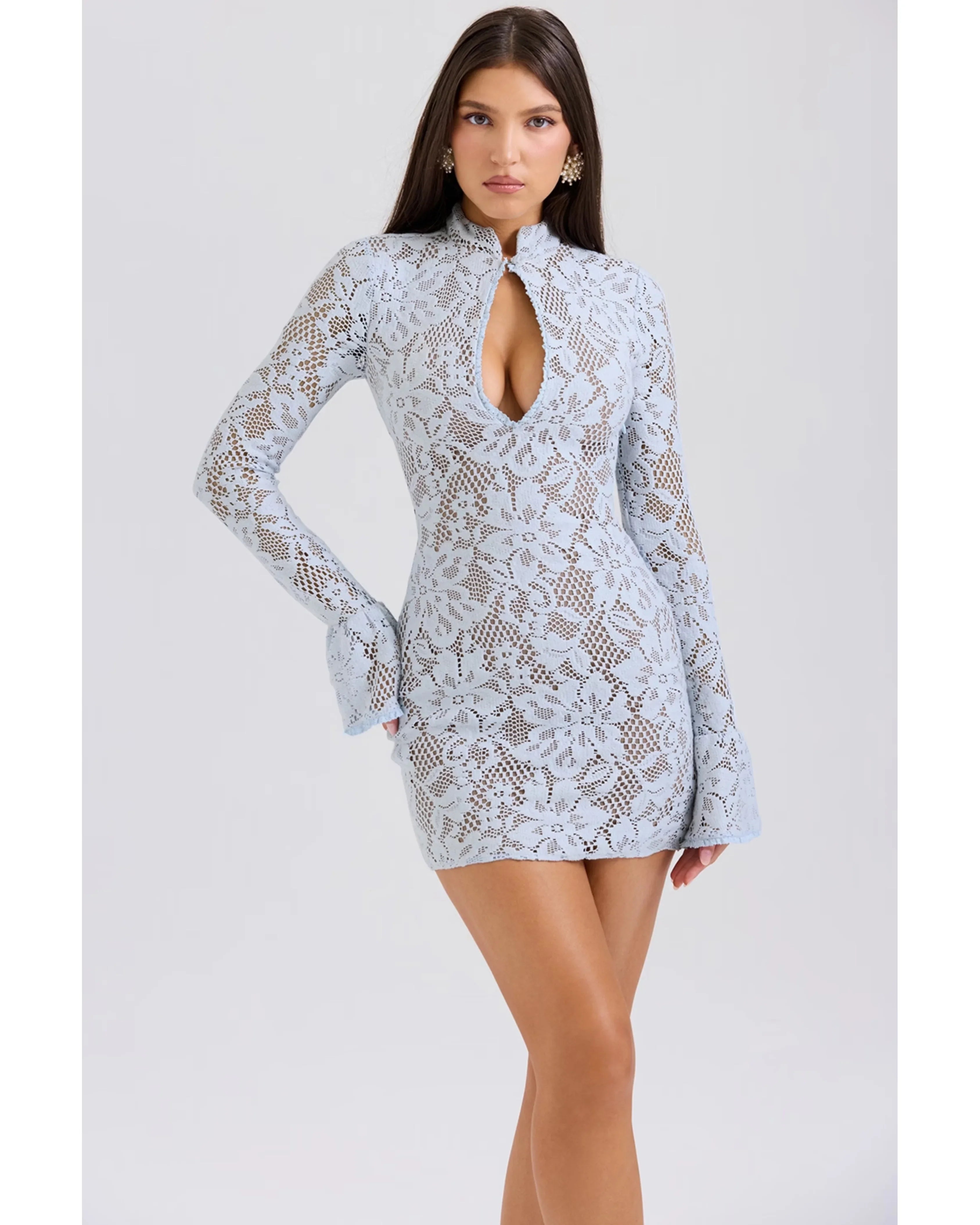 Brianna Keyhole Lace Mini Dress - Endless - UAE Rental and Resale for Women's Fashion