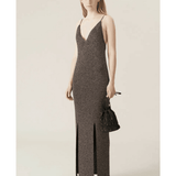 Brown Metallic Knit Maxi Dress - Endless - UAE Rental and Resale for Women's Fashion