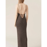 Brown Metallic Knit Maxi Dress - Endless - UAE Rental and Resale for Women's Fashion