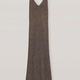 Brown Metallic Knit Maxi Dress - Endless - UAE Rental and Resale for Women's Fashion