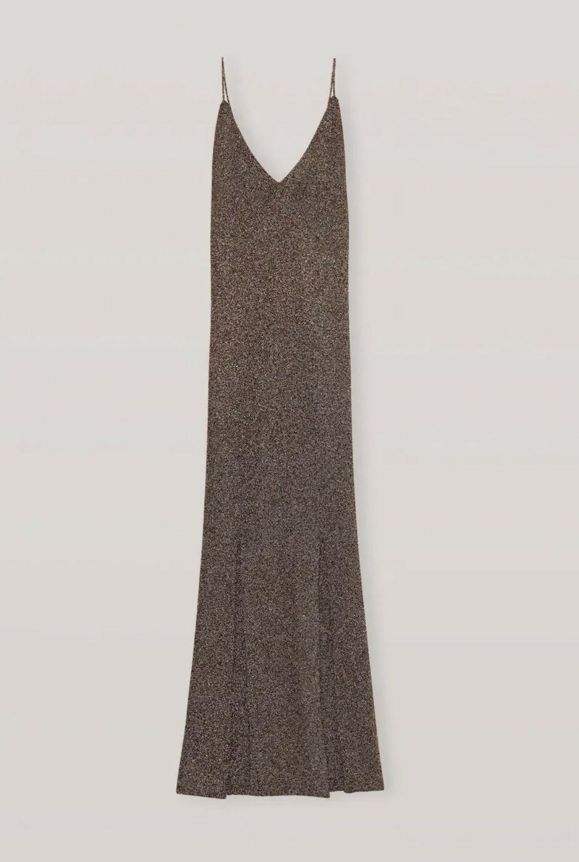 Brown Metallic Knit Maxi Dress - Endless - UAE Rental and Resale for Women's Fashion
