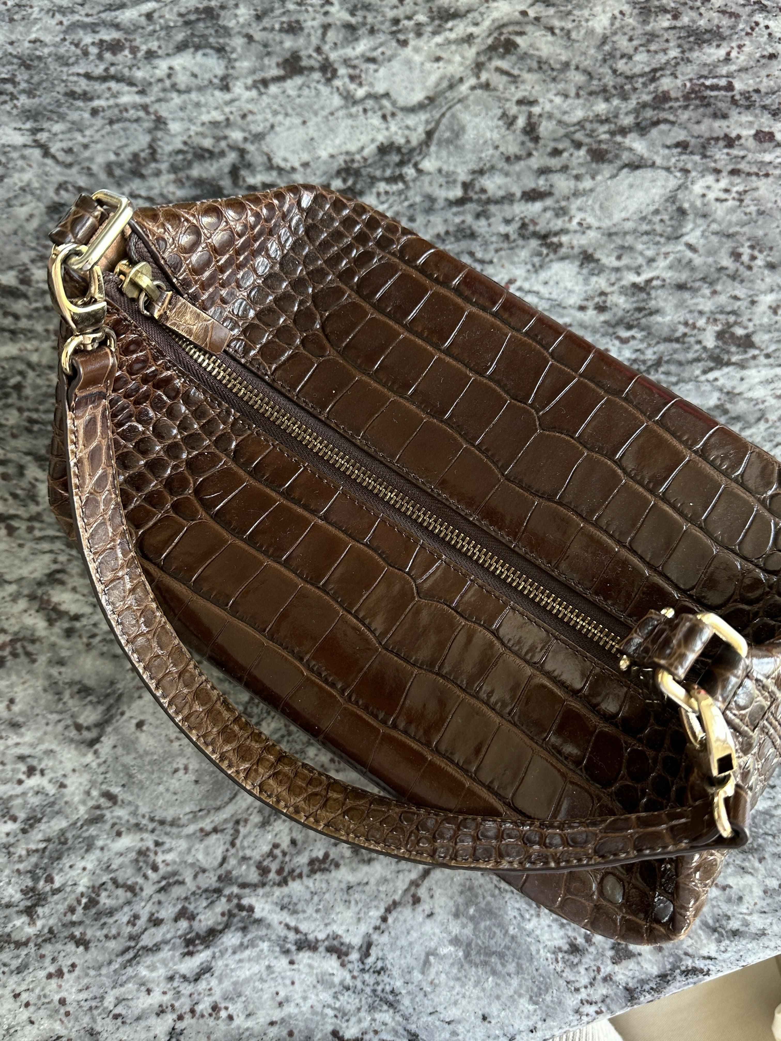 Brown Olivia Crocodile Embossed Leather Box Bag - Endless - UAE Rental and Resale for Women's Fashion