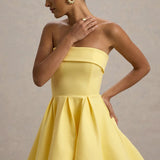 Bruna Lemon Bandeau Skater Mini Dress - Endless - UAE Rental and Resale for Women's Fashion