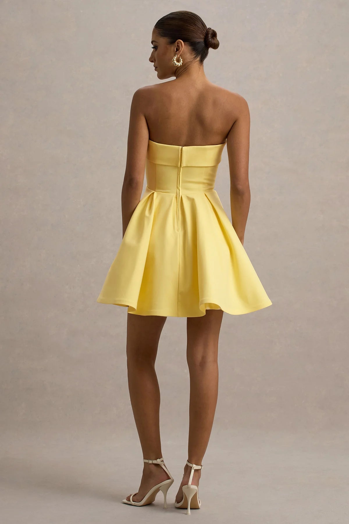 Bruna Lemon Bandeau Skater Mini Dress - Endless - UAE Rental and Resale for Women's Fashion