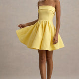 Bruna Lemon Bandeau Skater Mini Dress - Endless - UAE Rental and Resale for Women's Fashion