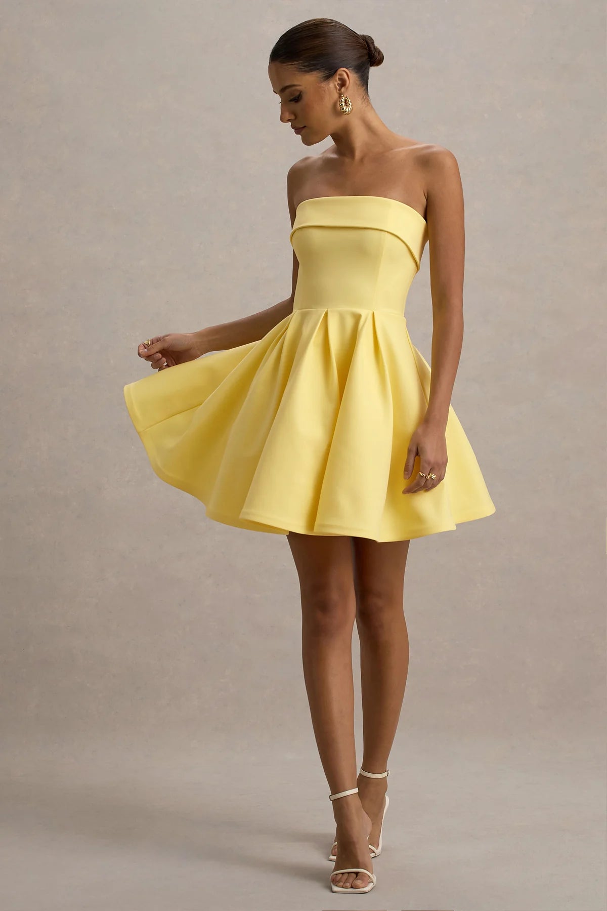 Bruna Lemon Bandeau Skater Mini Dress - Endless - UAE Rental and Resale for Women's Fashion
