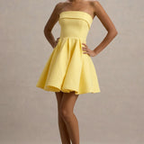 Bruna Lemon Bandeau Skater Mini Dress - Endless - UAE Rental and Resale for Women's Fashion