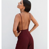 Burgundy Crepe Jumpsuit - Endless - UAE Rental and Resale for Women's Fashion