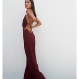 Burgundy Crepe Jumpsuit - Endless - UAE Rental and Resale for Women's Fashion