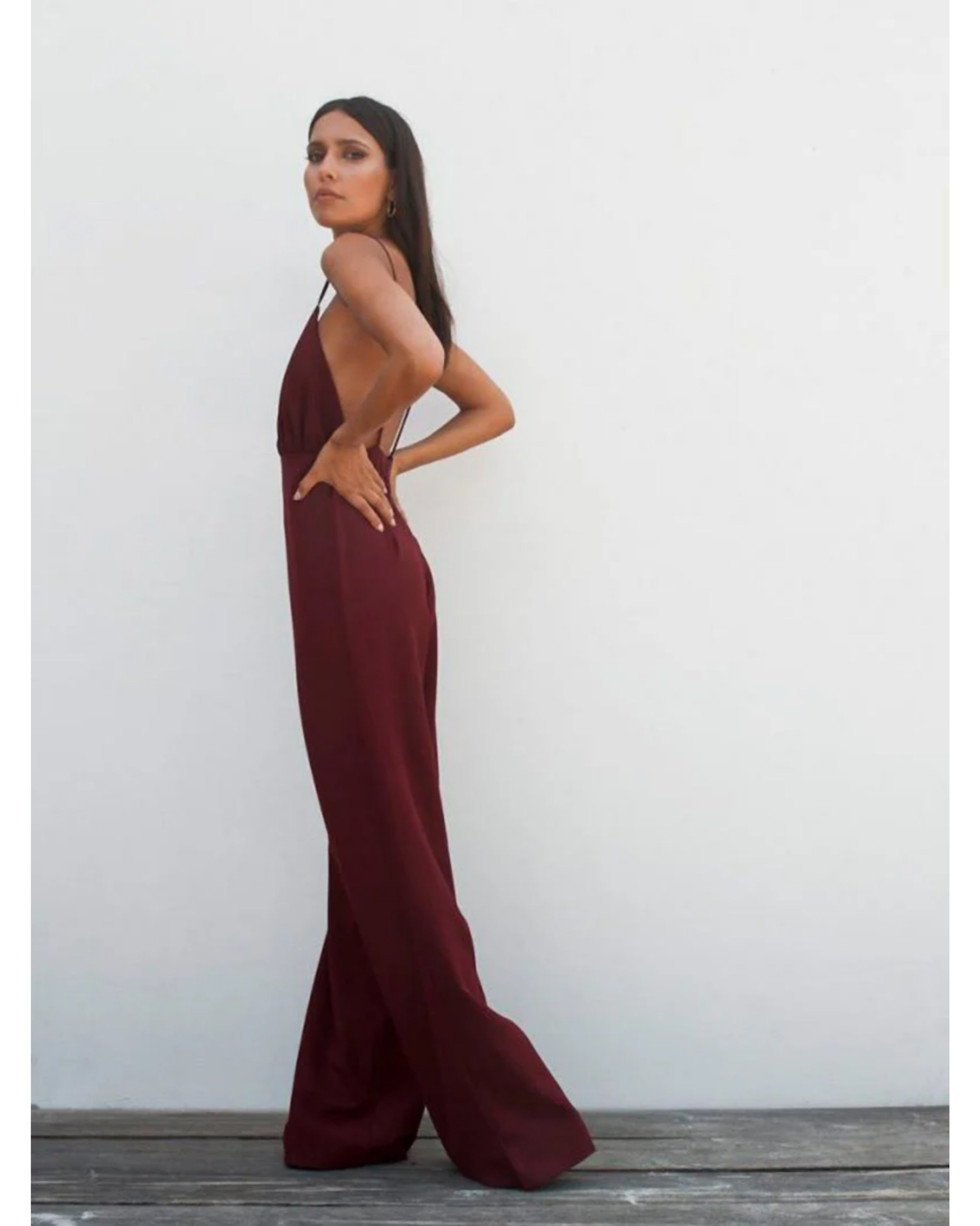 Burgundy Crepe Jumpsuit - Endless - UAE Rental and Resale for Women's Fashion
