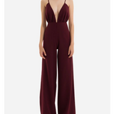 Burgundy Crepe Jumpsuit - Endless - UAE Rental and Resale for Women's Fashion