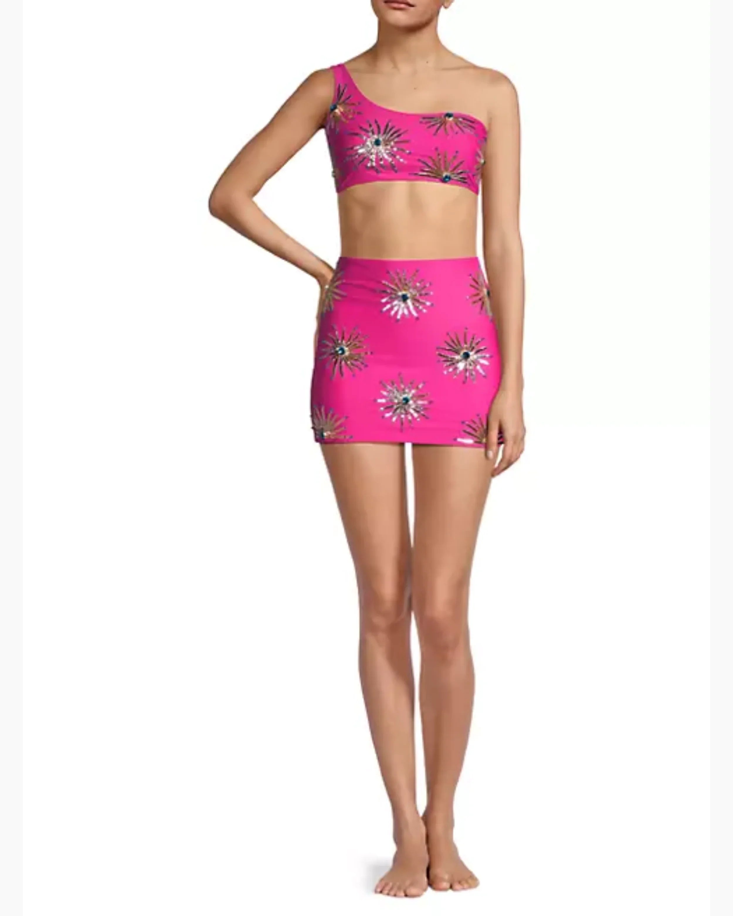 Callie Luxury Embellished Hot Pink Co-ord Set - Endless - UAE Rental and Resale for Women's Fashion