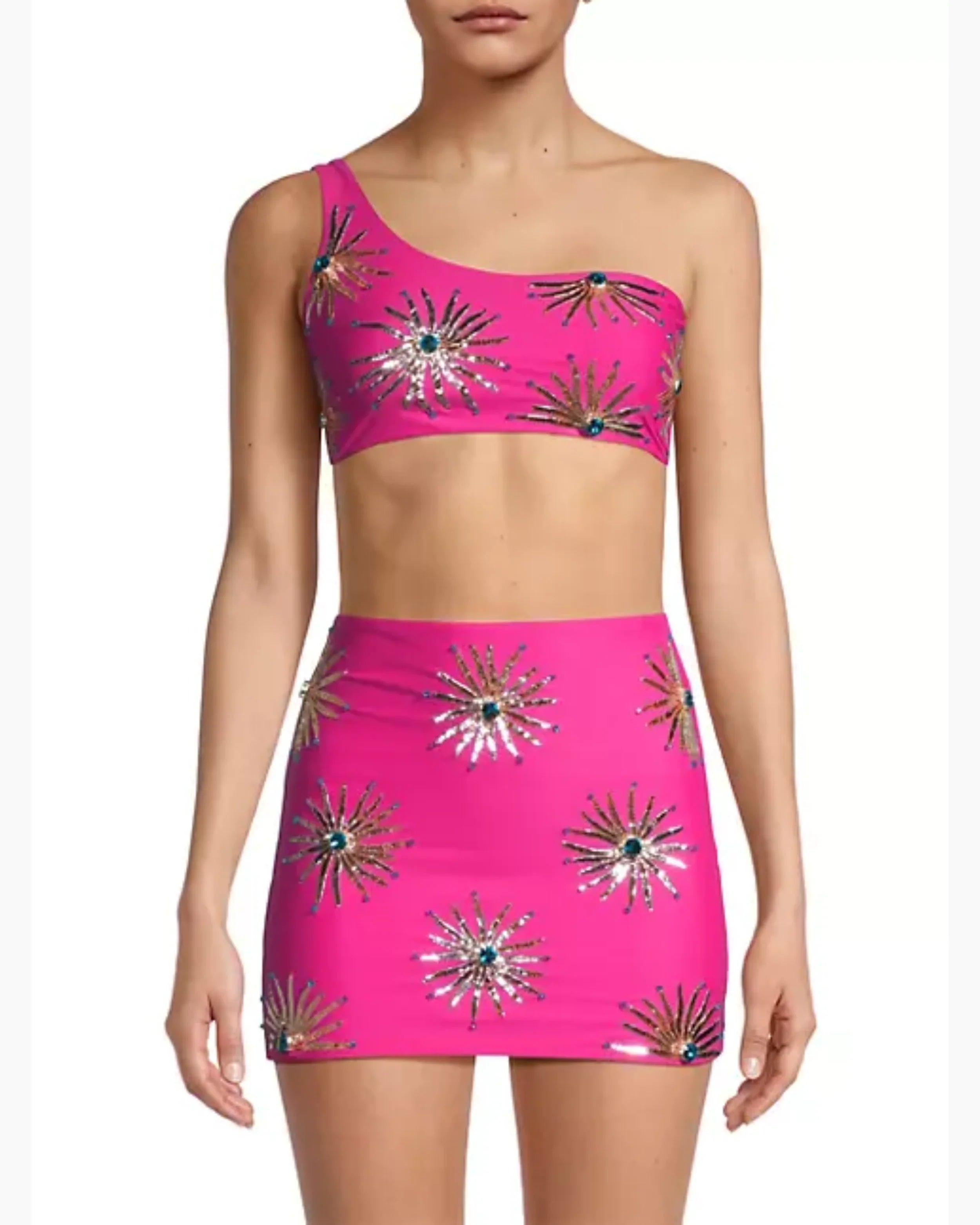 Callie Luxury Embellished Hot Pink Co-ord Set - Endless - UAE Rental and Resale for Women's Fashion