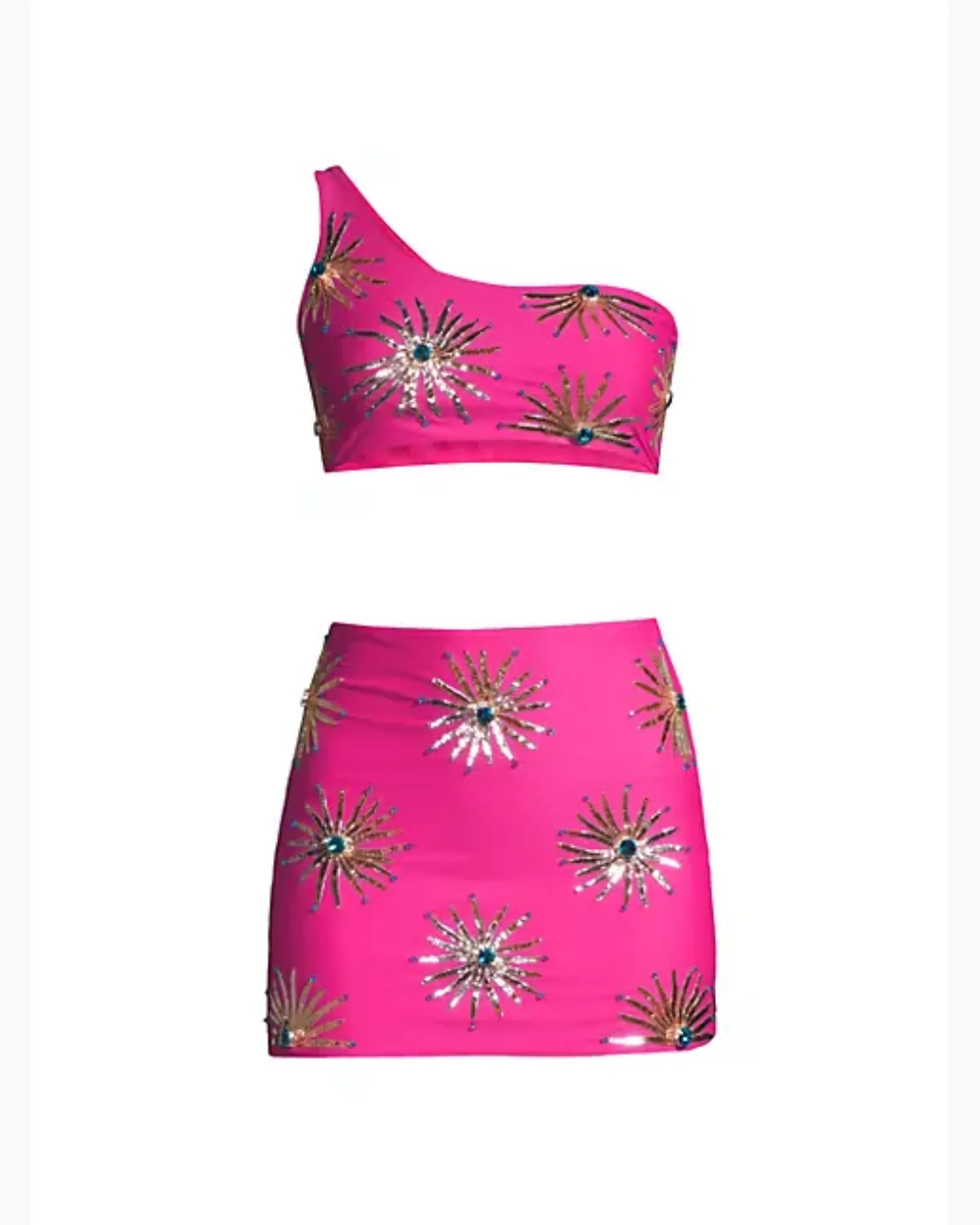 Callie Luxury Embellished Hot Pink Co-ord Set - Endless - UAE Rental and Resale for Women's Fashion