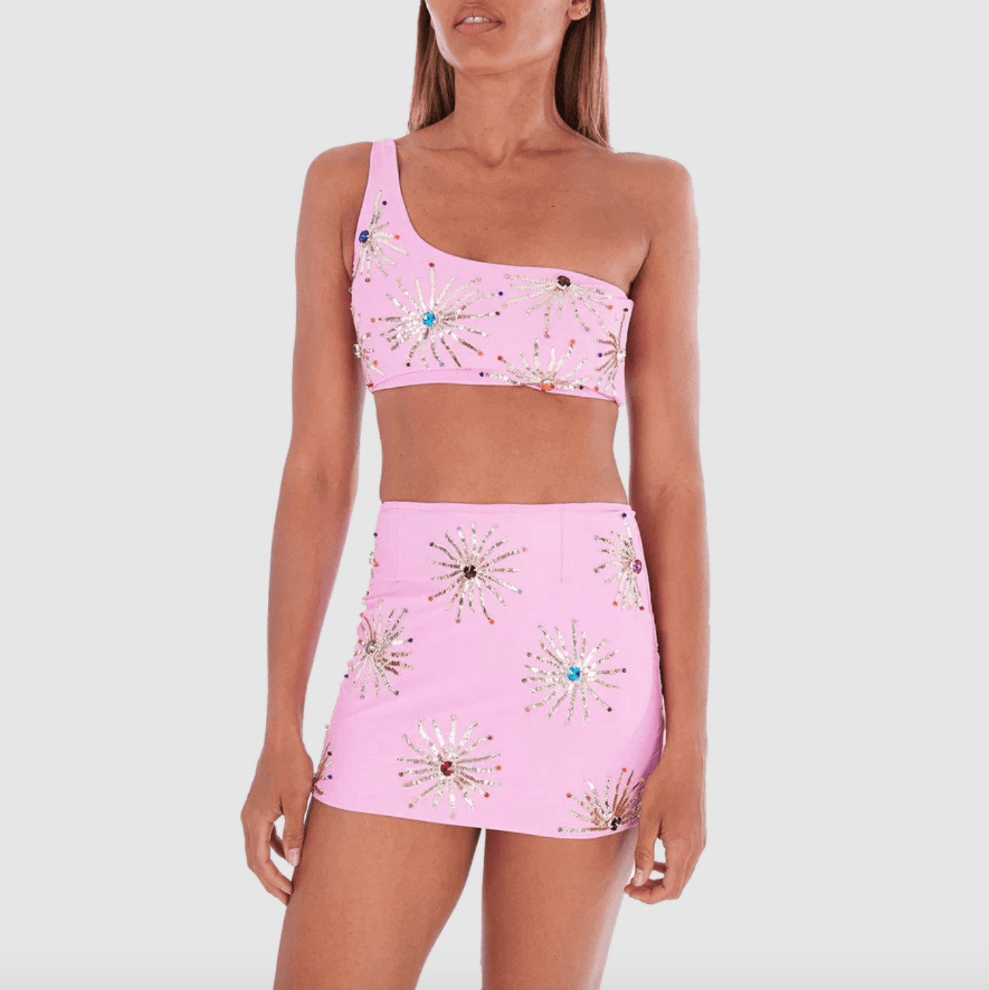 Callie Luxury Embellished Pink Co-ord Set - Endless - UAE Rental and Resale for Women's Fashion