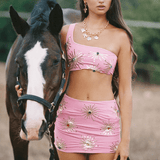 Callie Luxury Embellished Pink Co-ord Set - Endless - UAE Rental and Resale for Women's Fashion