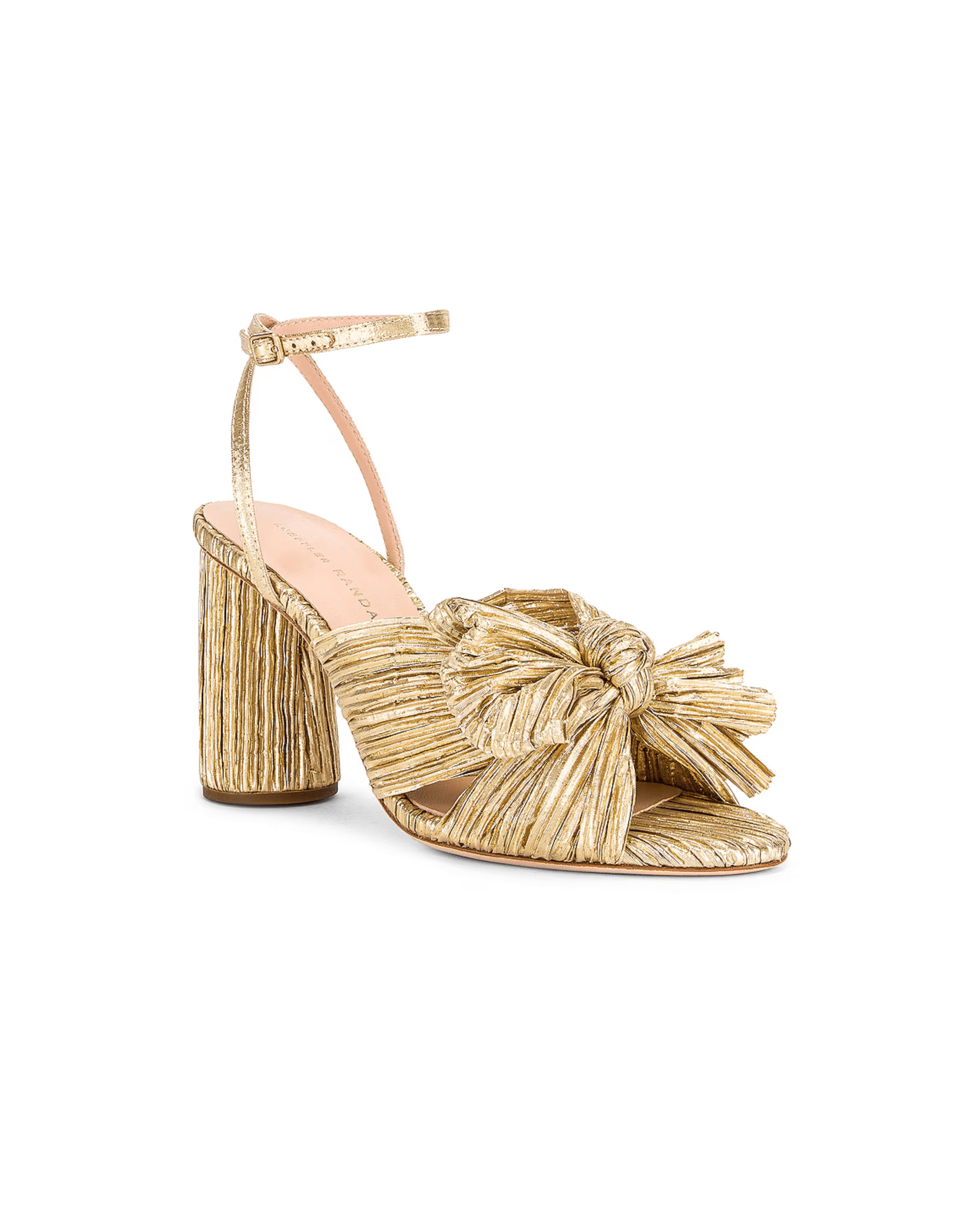 Camellia Gold Pleated Bow Heel - Endless - UAE Rental and Resale for Women's Fashion