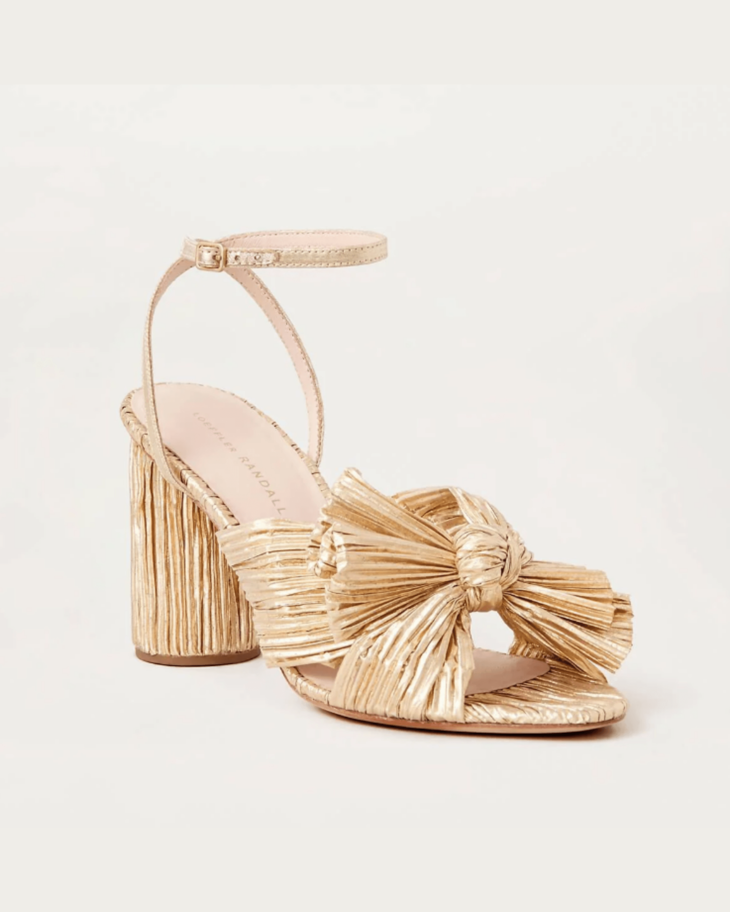 Camellia Gold Pleated Bow Heel - Endless - UAE Rental and Resale for Women's Fashion