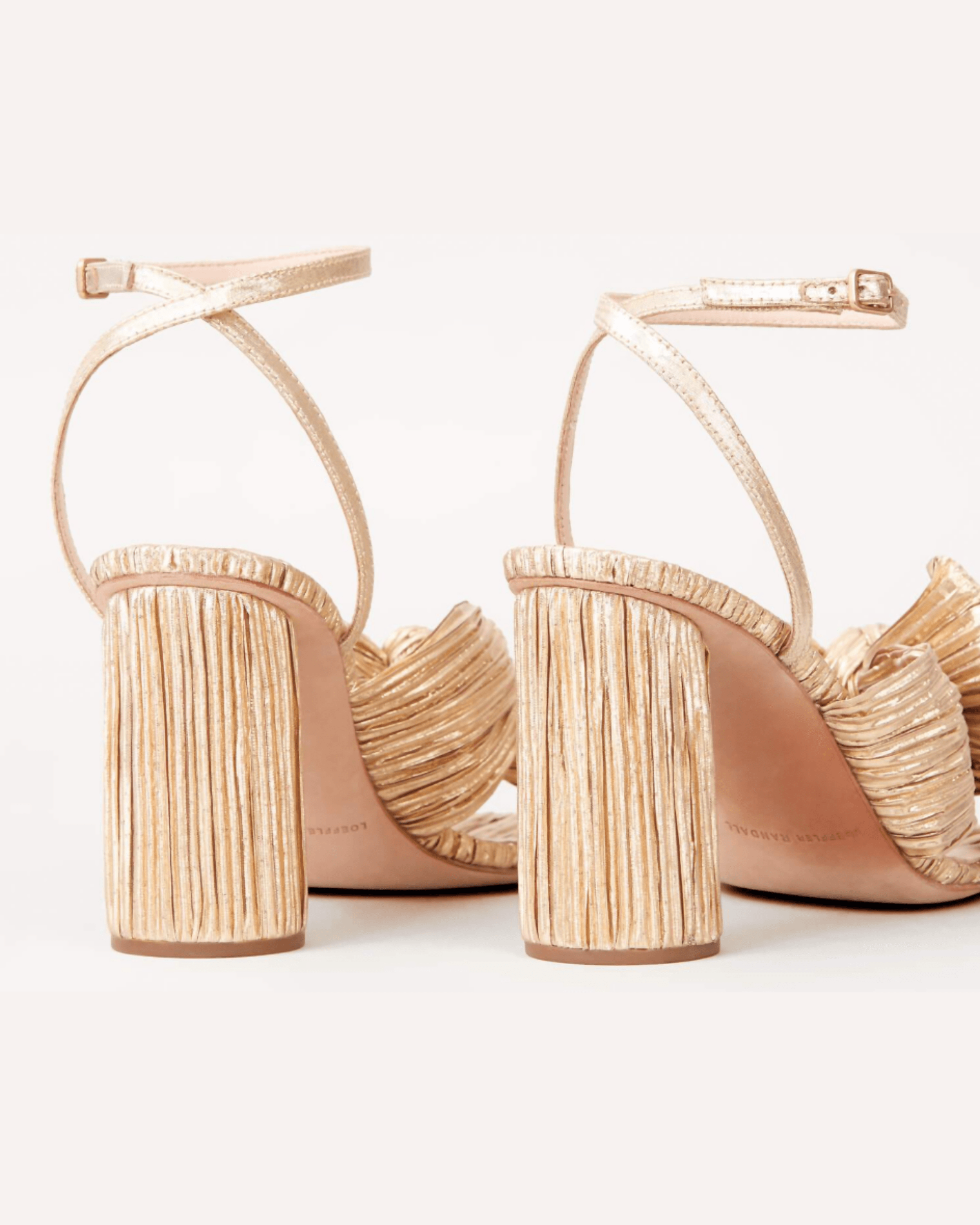 Camellia Gold Pleated Bow Heel - Endless - UAE Rental and Resale for Women's Fashion