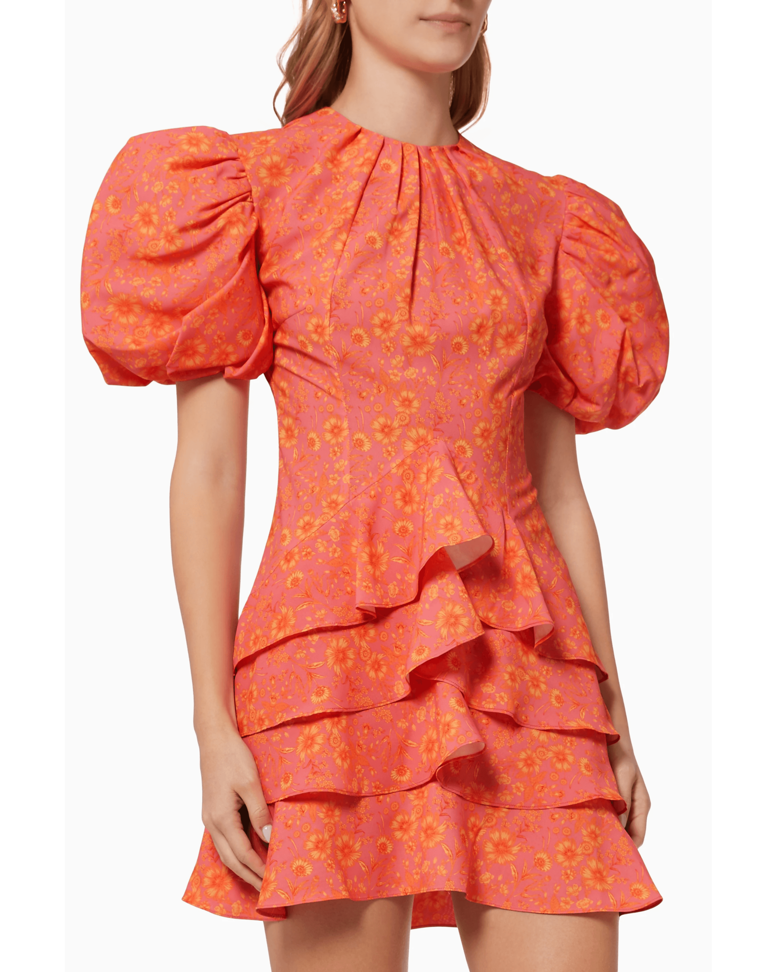 Camellia Puff Sleeve Dress - Endless - UAE Rental and Resale for Women's Fashion