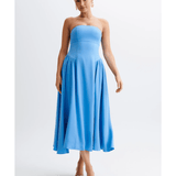 Carmele Cotton Gathered Midi Dress - Endless - UAE Rental and Resale for Women's Fashion