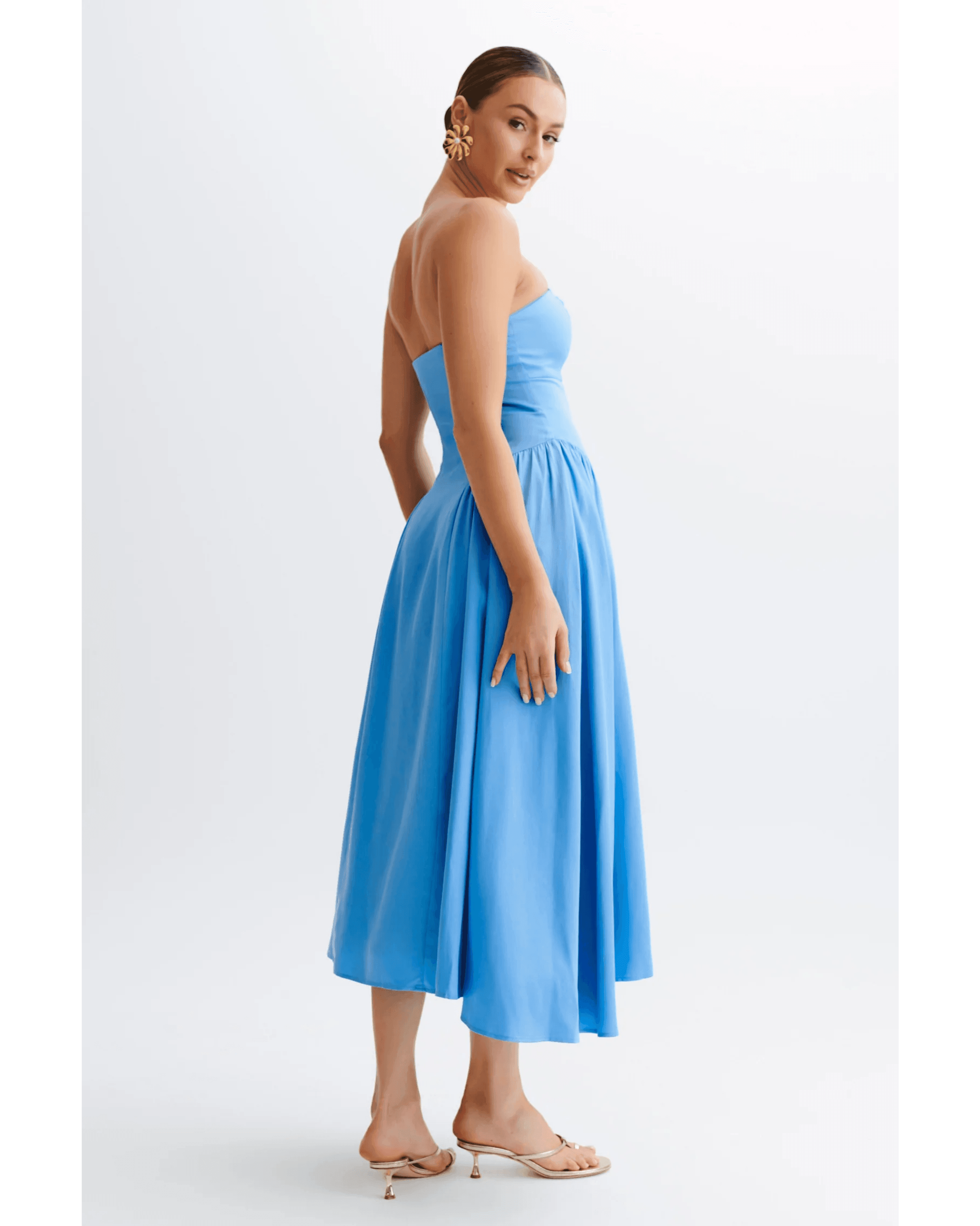 Carmele Cotton Gathered Midi Dress - Endless - UAE Rental and Resale for Women's Fashion