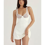 Cassandra Ivory Satin And Lace Mini Dress - Endless - UAE Rental and Resale for Women's Fashion