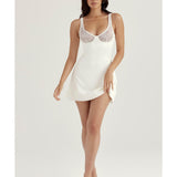 Cassandra Ivory Satin And Lace Mini Dress - Endless - UAE Rental and Resale for Women's Fashion