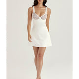 Cassandra Ivory Satin And Lace Mini Dress - Endless - UAE Rental and Resale for Women's Fashion