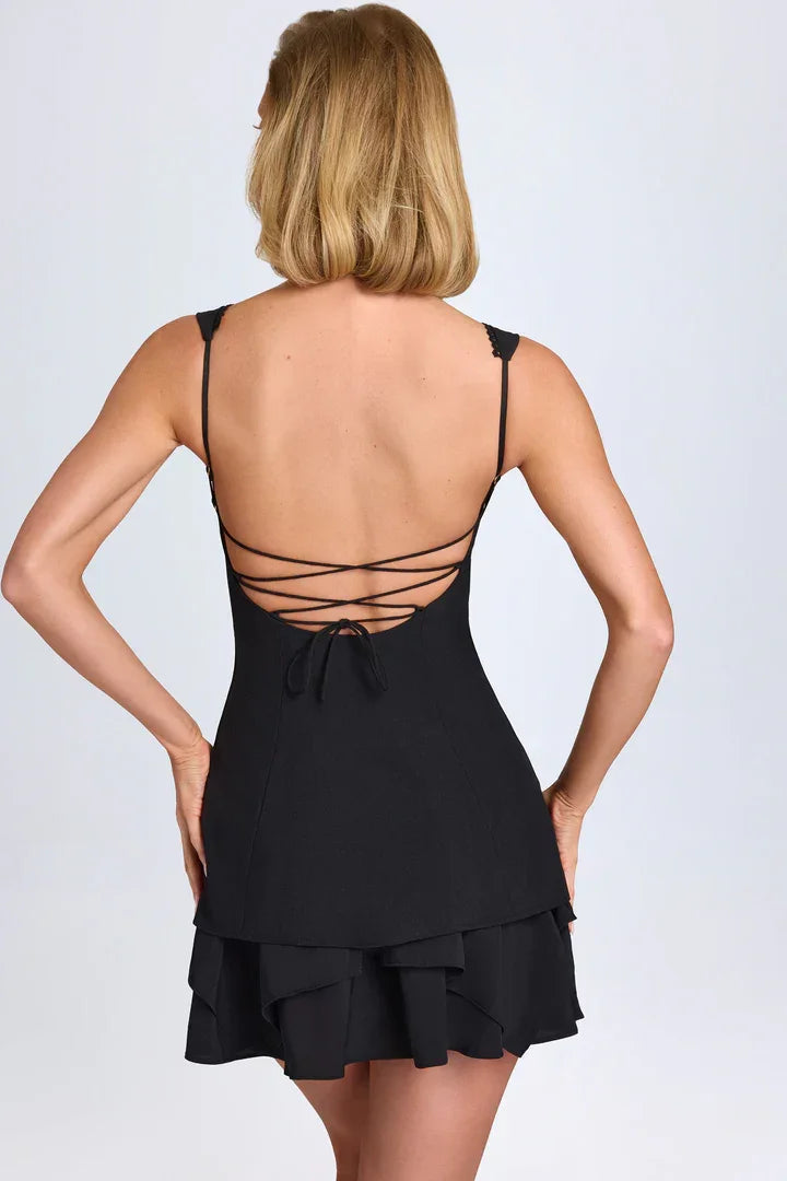 Cassandra Ruffle-Trim Button-Detail Corset Mini Dress - Endless - UAE Rental and Resale for Women's Fashion