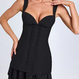 Cassandra Ruffle-Trim Button-Detail Corset Mini Dress - Endless - UAE Rental and Resale for Women's Fashion