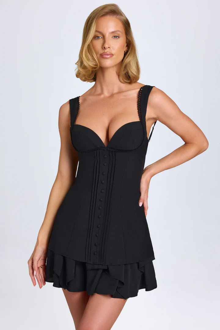 Cassandra Ruffle-Trim Button-Detail Corset Mini Dress - Endless - UAE Rental and Resale for Women's Fashion