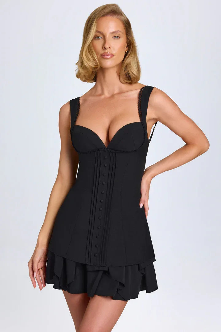 Cassandra Ruffle-Trim Button-Detail Corset Mini Dress - Endless - UAE Rental and Resale for Women's Fashion