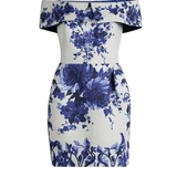 Ceramic Floral Brocade Fold-Over Shoulder Dress - Endless - UAE Rental and Resale for Women's Fashion